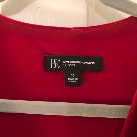 INC dress red velvet faux wrap dress with belt Christmas holiday stunner maxi - Picture 3 of 9